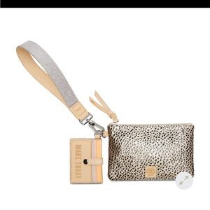 Consuela Glitter Wristlet/Card Holder with silver Strap